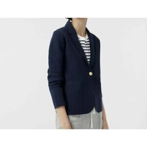 J Crew Blazer Womens Medium Black Sweater Knit Wool Blend Sophie One Button